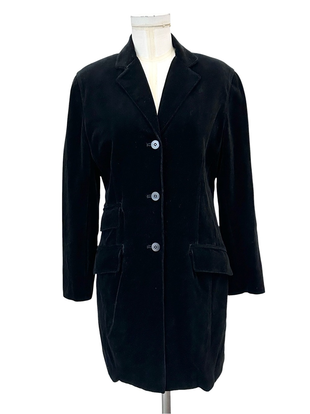 Emanuel Ungaro Liberte Women's Vintage Black Velvet Longline Blazer Jacket SZ 2
